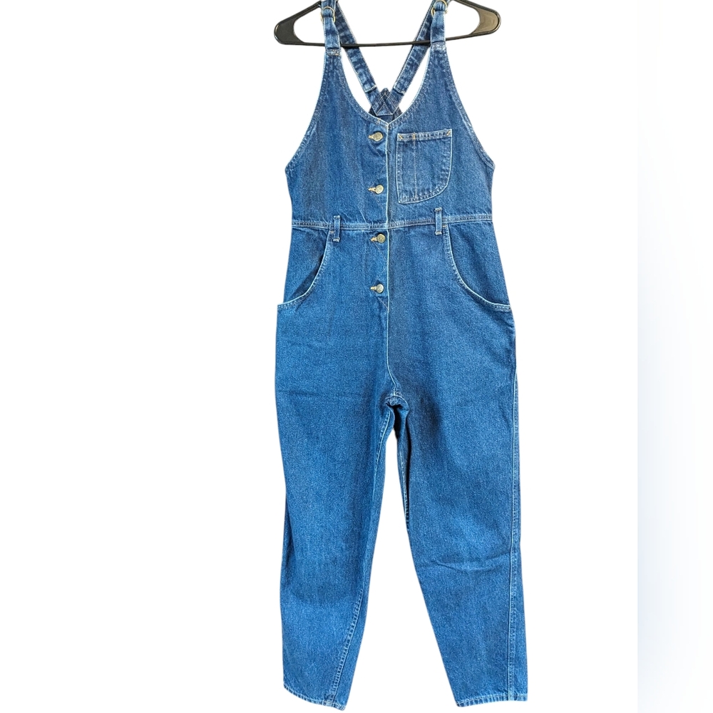 Lee Vintage 90s Made In USA Denim Jean Button Front Bib Overalls Size 9